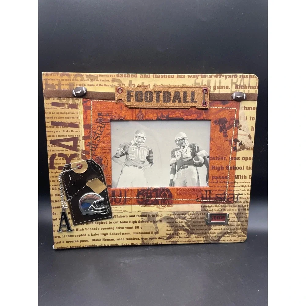 Vintage Football Scrapbook Style Picture Frame Sports Decor 4x6 Photo